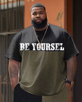 Men's Plus Size Do Their Own Letter Print T-shirt Shorts Suit